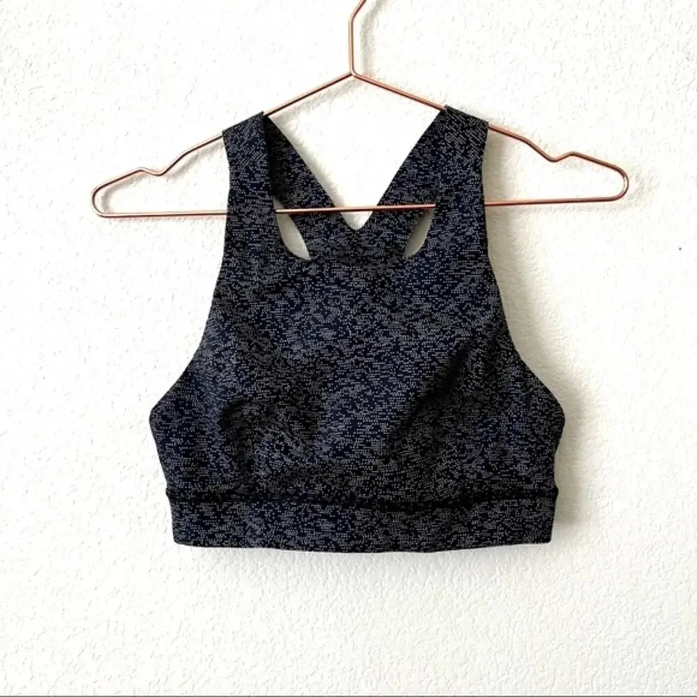 Lululemon Fast & Free Bra (Nulux) Soundwave Alpine White Black W2AKXS
